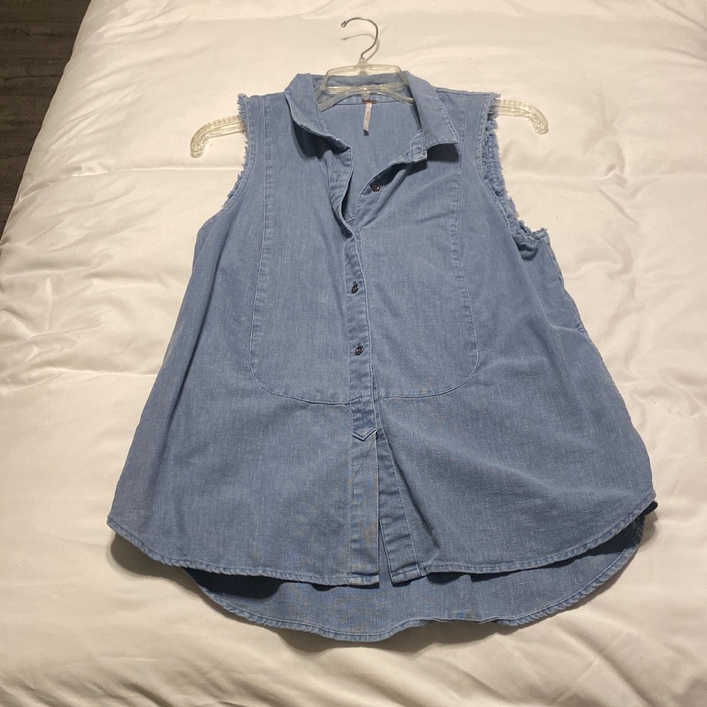 Free People Denim Tank Button Down